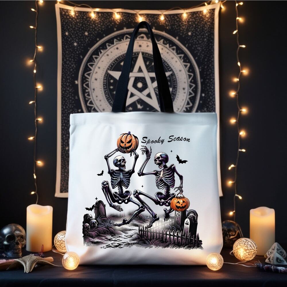 Spooky Season Halloween Skeleton Tote Bag - Picture 3 of 3